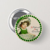 St. Patrick's Day Klein Iers Meisje Ronde Button 5,7 Cm (Voorkant /achterkant)