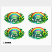 St Patrick's Day Kleurrijke Regenboog Illustratie Ovale Sticker (Vel)