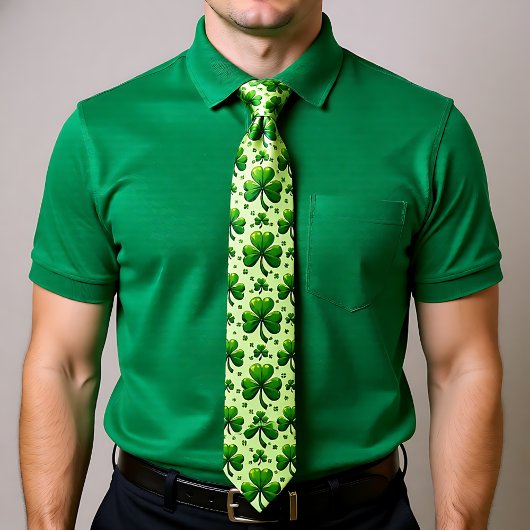 St. Patrick's Day Knoop Je Gewone Klaver Stropdas