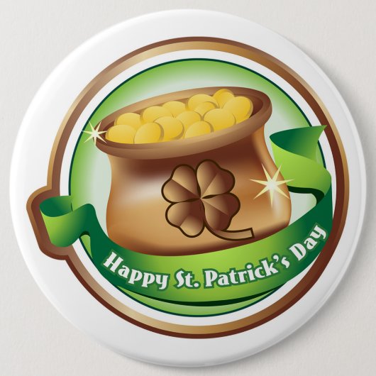 St. Patrick's Day Knop/Klavers Ronde Button 6,0 Cm (Voorkant)