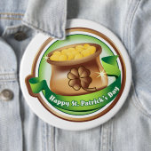 St. Patrick's Day Knop/Klavers Ronde Button 6,0 Cm (In situ)