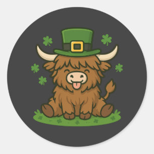 St. Patrick's Day Koe Cute Schotse Koe Ronde Sticker