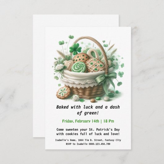 St. Patrick's Day-koekjes – Zoete geluk en liefde Kaart (Voorkant / Achterkant)