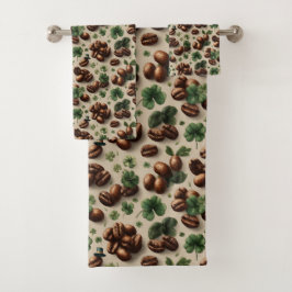 St. Patrick's Day-koffie & Shamrock-patroon Bad Handdoek
