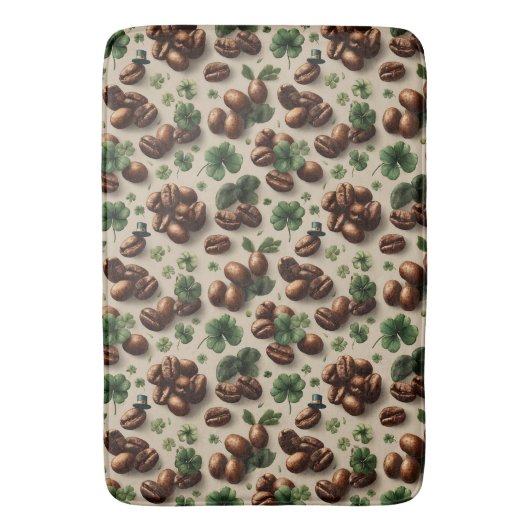 St. Patrick's Day-koffie & Shamrock-patroon Badmat (Voorkant Verticaal)