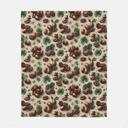 St. Patrick's Day-koffie & Shamrock-patroon Fleece Deken (Voorkant)