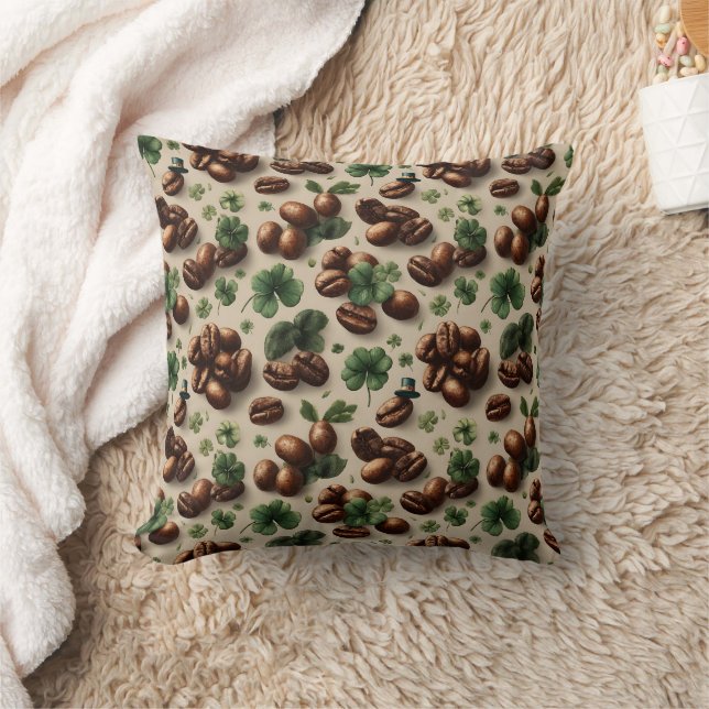 St. Patrick's Day-koffie & Shamrock-patroon Kussen (Deken)