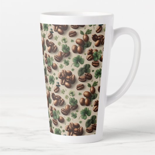 St. Patrick's Day-koffie & Shamrock-patroon Latte Mok (Rechts)