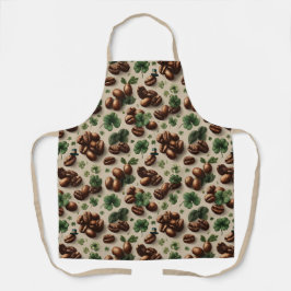 St. Patrick's Day-koffie & Shamrock-patroon Schort