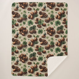 St. Patrick's Day-koffie & Shamrock-patroon Sherpa Deken