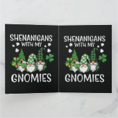 St. Patrick's Day-kolder met Gnomies Gnome Bedankkaart (Binnen)