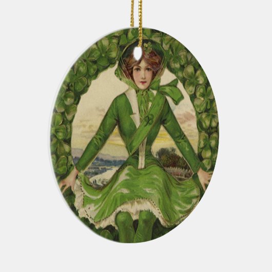 St. Patrick's Day, Krans met Irish Lass Keramisch Ornament (Rechts)