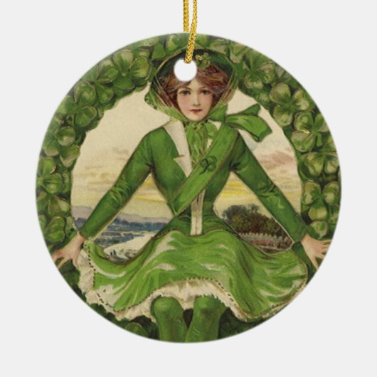  St. Patrick's Day, Krans met Irish Lass Keramisch Ornament (Voorkant)