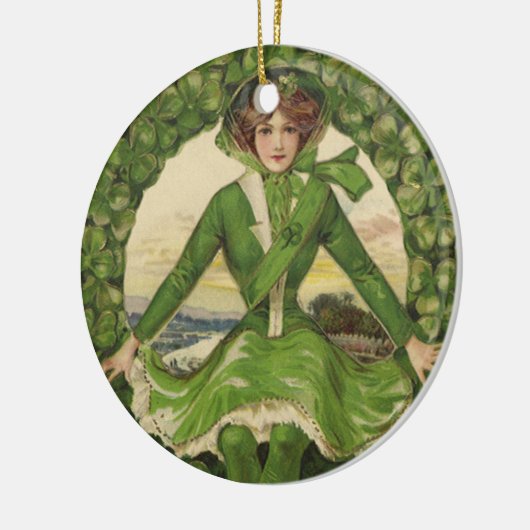 St. Patrick's Day, Krans met Irish Lass Keramisch Ornament (Links)