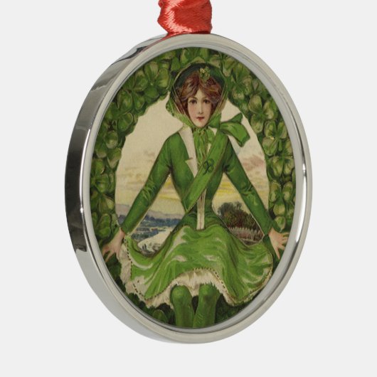 St. Patrick's Day, Krans met Irish Lass Metalen Ornament (Rechts)