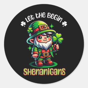 St Patricks Day Laat De Shenanigans Beginnen Manne Ronde Sticker