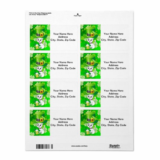 St. Patrick's Day Labels Cat Beer (Full Sheet)