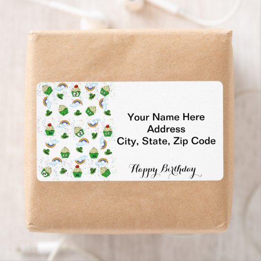 St. Patrick's Day Labels Happy Birthday Cupcakes (Insitu)