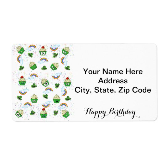 St. Patrick's Day Labels Happy Birthday Cupcakes (Voorkant)