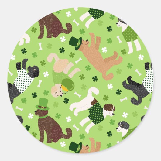St. Patrick's Day Labradoodle/Goldendoedle Ronde Sticker (Voorkant)