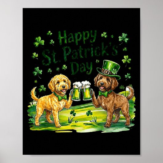 St. Patrick's Day labradoodle hond Poster (Voorkant)
