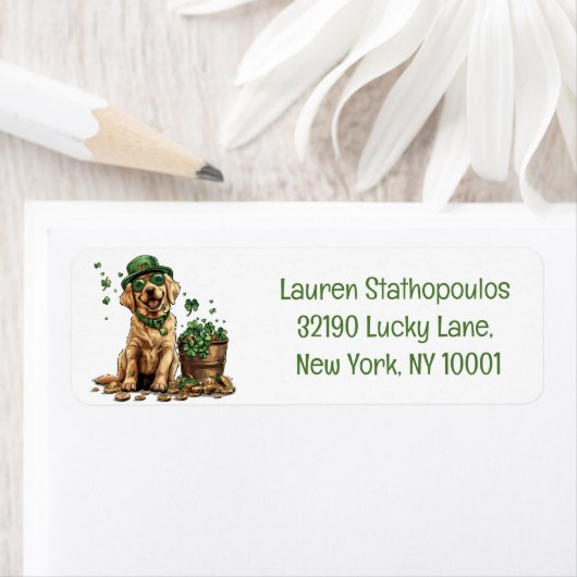 St. Patrick's Day Labrador Retriever Dog Etiket (Insitu)