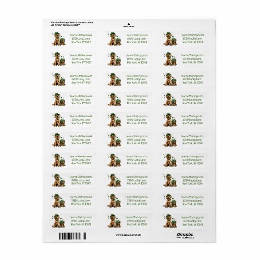 St. Patrick's Day Labrador Retriever Dog Etiket (Full Sheet)