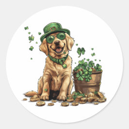 St. Patrick's Day Labrador Retriever Dog Ronde Sticker