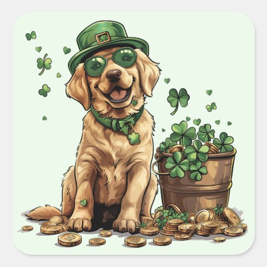 St. Patrick's Day Labrador Retriever Dog Vierkante Sticker (Voorkant)