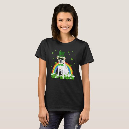 St Patrick's Day Labrador Shamrock Pet Dog T-shirt (Voorkant volledig)