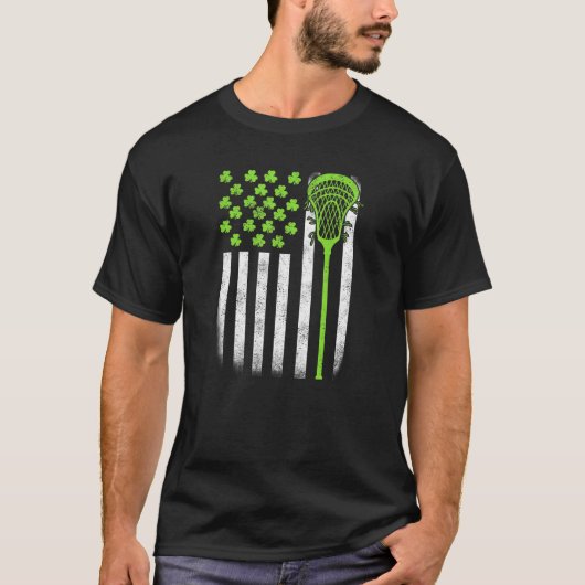 St Patricks Day Lacrosse Lax Verenigde Staten Vlag T-shirt (Voorkant)