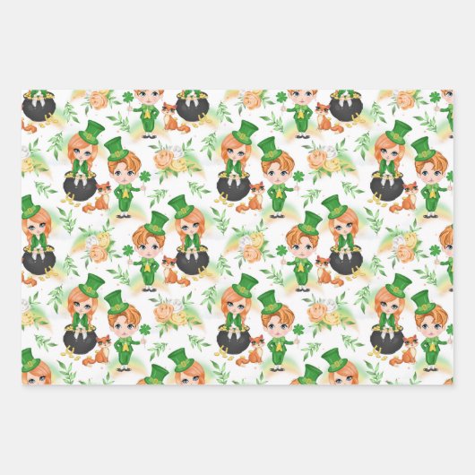 St. Patrick's Day Lad & Lass inpakpapier (Voorkant)