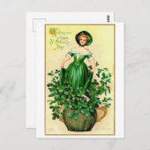 St. Patrick's Day Lady,  Briefkaart (Voorkant / Achterkant)
