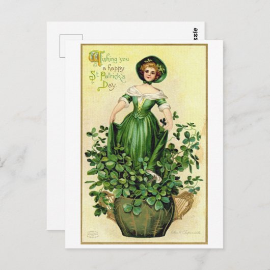 St. Patrick's Day Lady, Briefkaart (Voorkant / Achterkant)