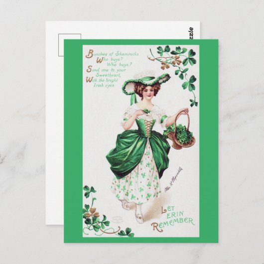 St. Patrick's Day Lady,  Briefkaart (Voorkant / Achterkant)