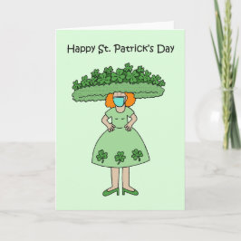 St. Patrick's Day Lady Dragen Shamrock jurk Kaart