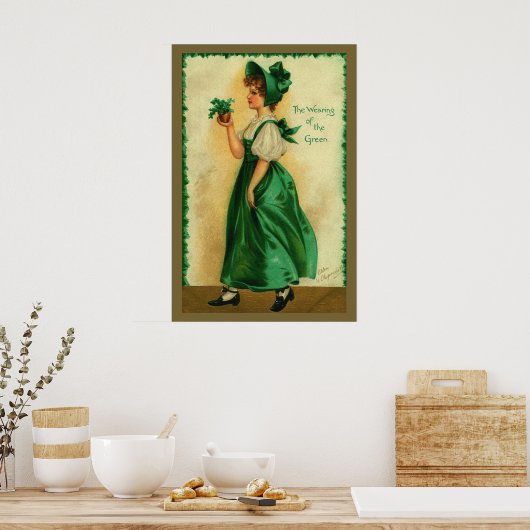 St. Patrick's Day Lass Dearing Green Poster (Keuken)