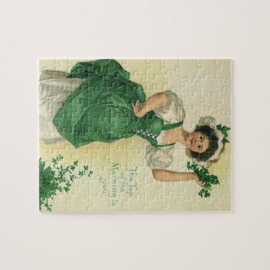 St. Patrick's Day Lass, Lucky Shamrocks Legpuzzel (Horizontaal)