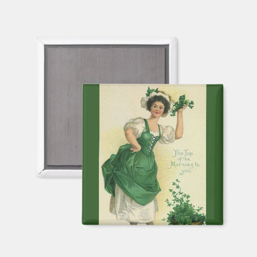  St. Patrick's Day Lass, Lucky Shamrocks Magneet (Voorkant / Achterkant)