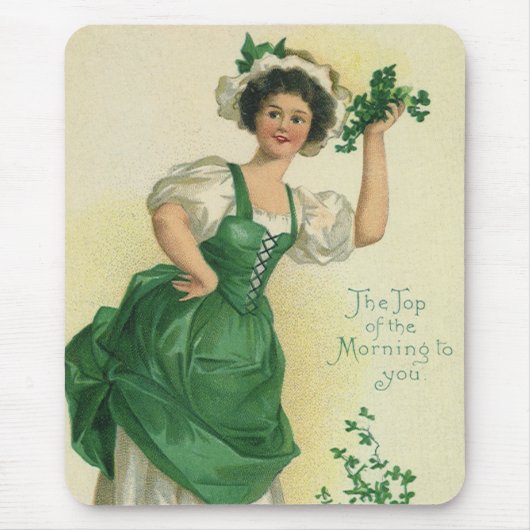  St. Patrick's Day Lass, Lucky Shamrocks Muismat (Voorkant)