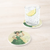 St. Patrick's Day Lass, Lucky Shamrocks Zandsteen Onderzetter (Zijkant)