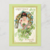 St. Patrick's Day Lassie met Hoefijzer Briefkaart (Voorkant)