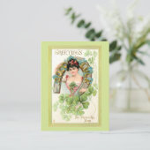 St. Patrick's Day Lassie met Hoefijzer Briefkaart (Staand voorkant)