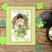  St. Patrick's Day Lassie met Hoefijzer Briefkaart