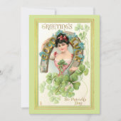 St. Patrick's Day Lassie met Hoefijzer Feestdagenkaart (Voorkant)