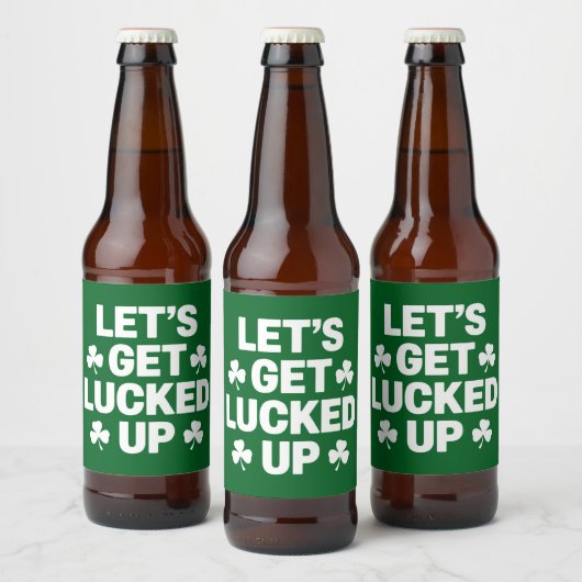 St Patrick's Day Laten we de Ierse klaver opzadele Bier Etiket (Flessen)