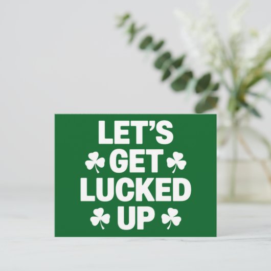 St Patrick's Day Laten we de Ierse klaver opzadele Briefkaart (Staand voorkant)