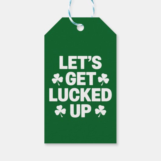 St Patrick's Day Laten we de Ierse klaver opzadele Cadeaulabel (Achterkant)