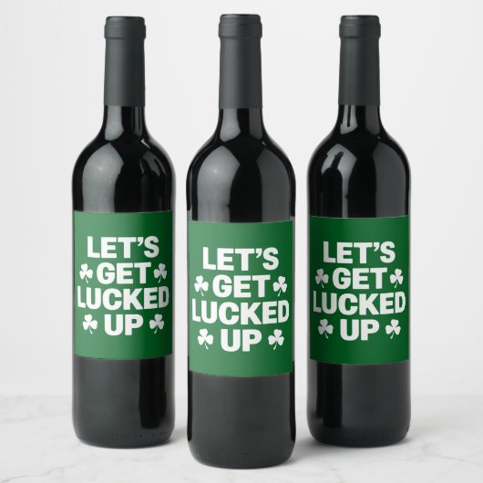 St Patrick's Day Laten we de Ierse klaver opzadele Wijn Etiket (Flessen)