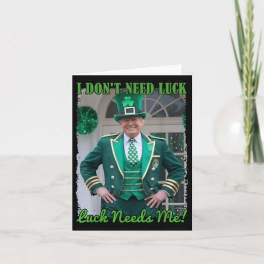 St Patricks Day Leaf Clover Trump Leprechaun Luck Kaart (Voorkant)